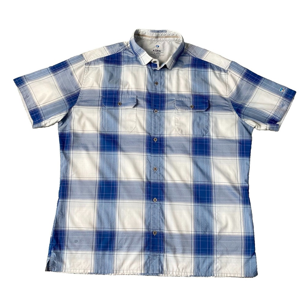 KUHL Response Shirt Mens XL Plaid Short Sleeve Button Up Outdoor Hiking Trail